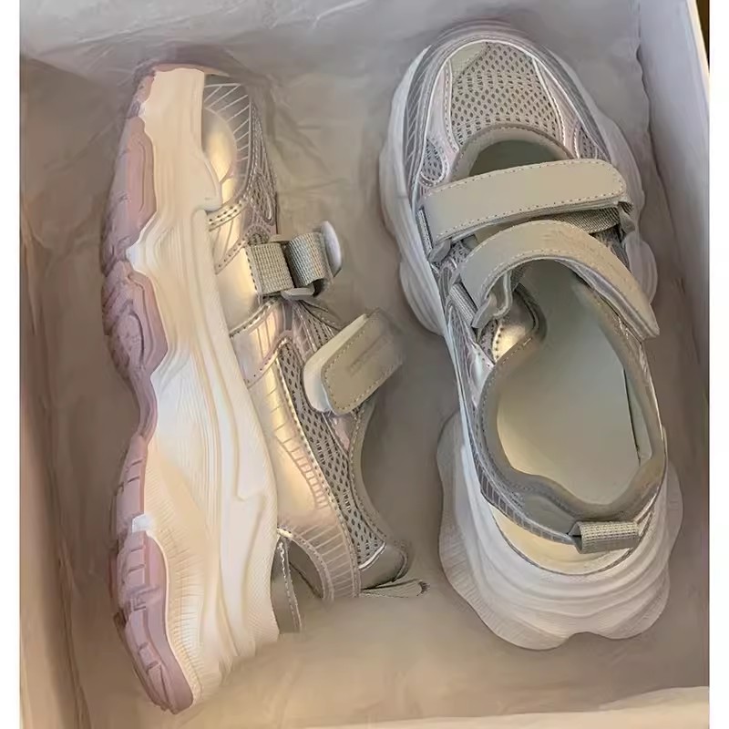 Metallic zilveren holle platfo - Sandal Sport Outdoor recensie en prijs
